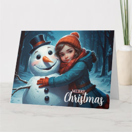 Tarjeta De Chica Y Navidades Snowman