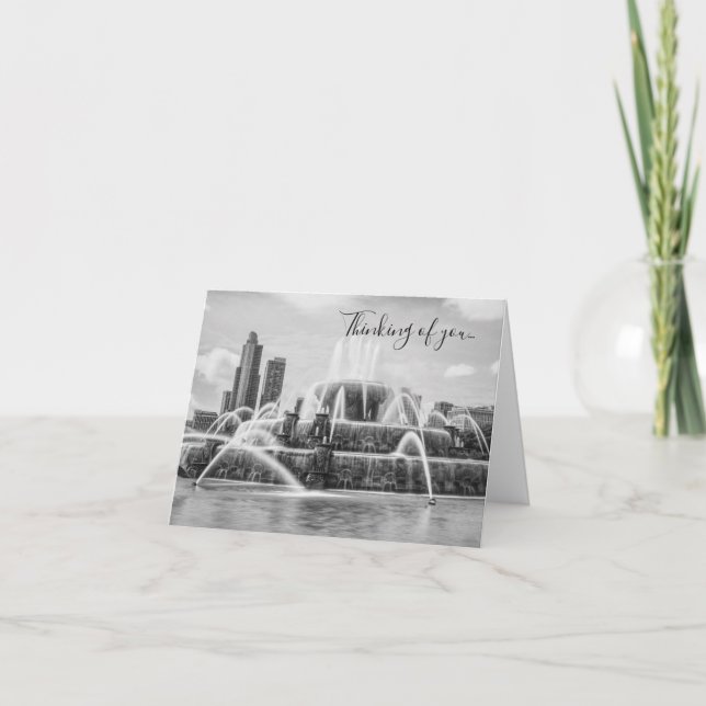 Tarjeta de Chicago Buckingham Grayscale Pensando e (Anverso)