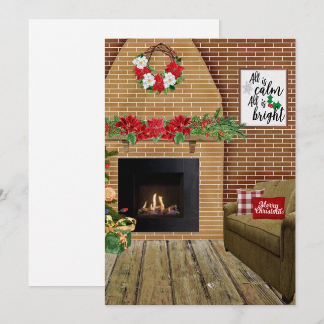 Tarjeta de chimenea de Navidad Todo está tranquilo (Anverso / Reverso)