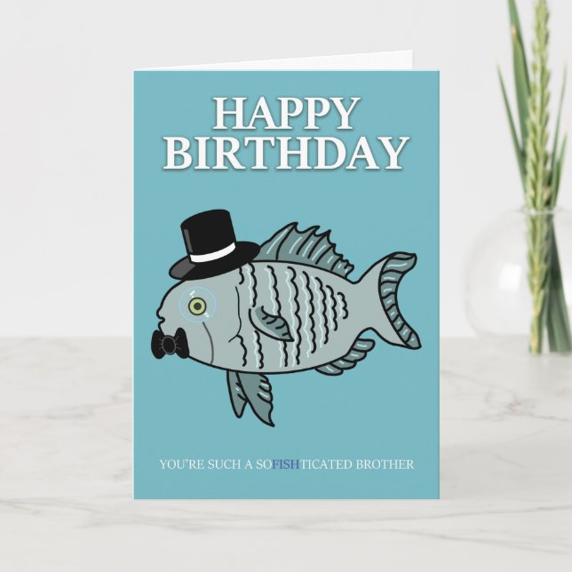 Tarjeta de Chiste Brother Birthday Fish Pun (Anverso)