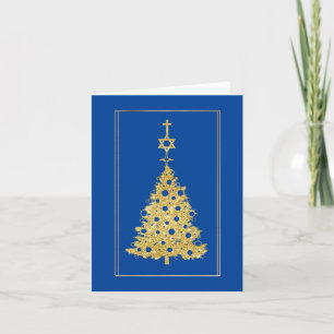 Tarjeta de Chrismukkah con árbol de Navidad en sil