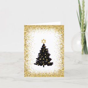 Tarjeta de Chrismukkah con árbol y estrella de Dav