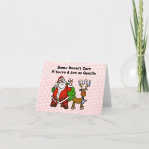 Tarjeta de Chrismukkah de Santa con Rudolph judío