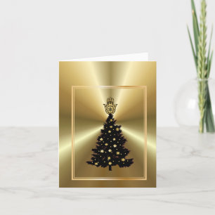 Tarjeta de Chrismukkah del Árbol de Navidad Dorado