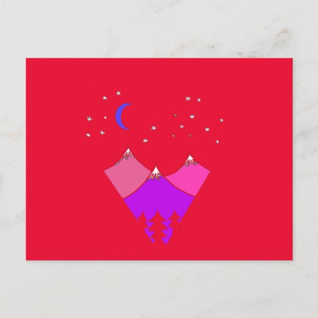 Tarjeta de cielo nocturno de montaña - Cumpleaños, (Anverso)