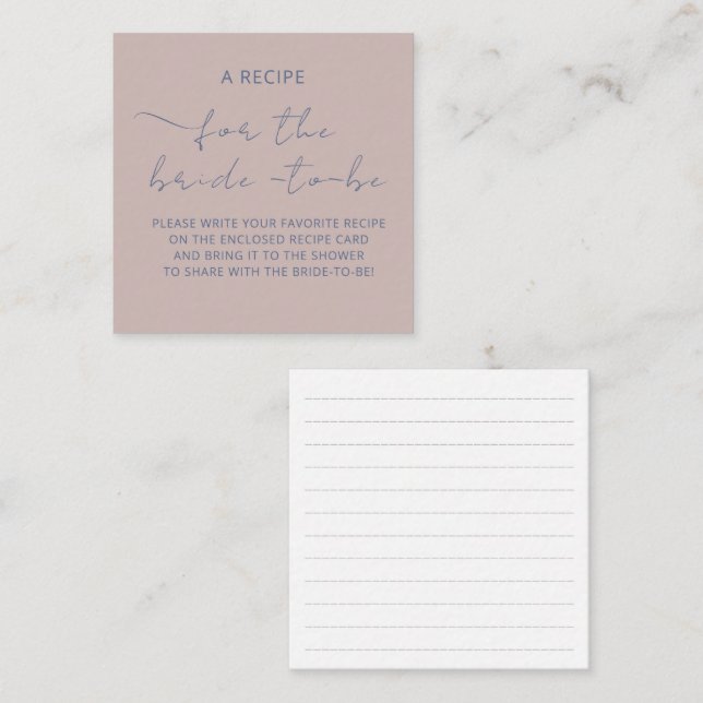 Tarjeta de cierre "A RECIPE" para la ducha de brid (Anverso / Reverso)