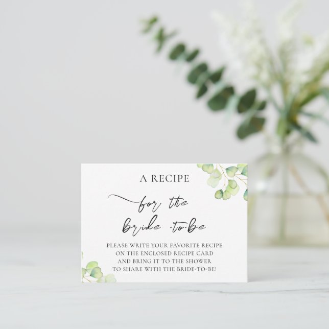 Tarjeta de cierre "A RECIPE" para la ducha de brid (Anverso de pie)