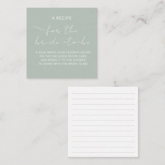 Tarjeta de cierre "A RECIPE" para la ducha de brid (Anverso / Reverso)