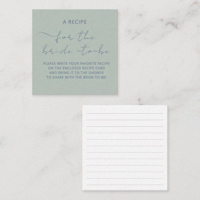 Tarjeta de cierre "A RECIPE" para la ducha de brid (Anverso / Reverso)