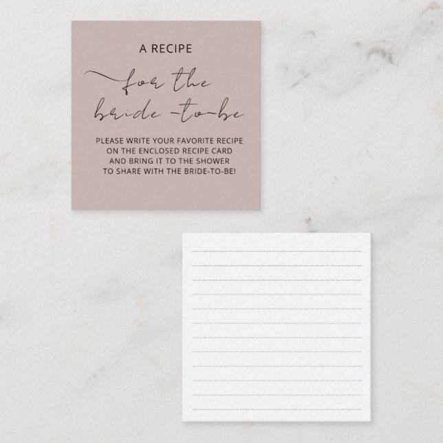 Tarjeta de cierre "A RECIPE" para la ducha de brid