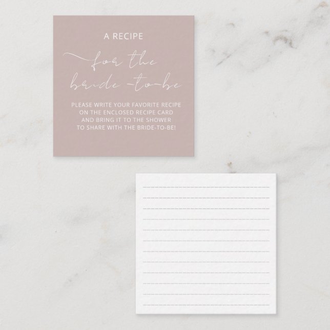 Tarjeta de cierre "A RECIPE" para la ducha de brid (Anverso / Reverso)