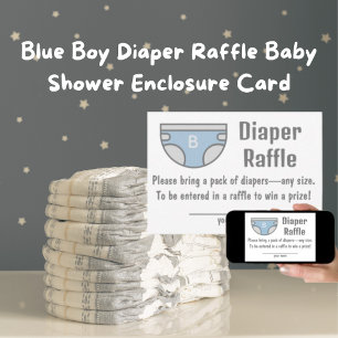 Tarjeta de cierre Baby Shower Blue Boy Diaper Raff