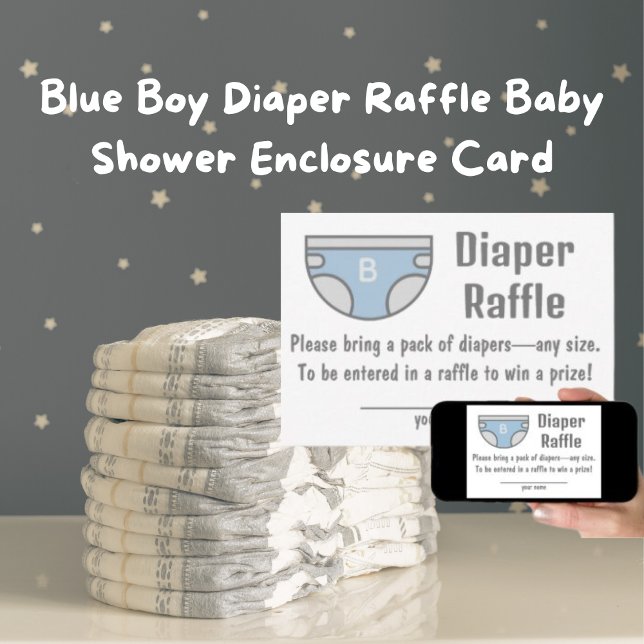Tarjeta de cierre Baby Shower Blue Boy Diaper Raff (Blue Boy Diaper Raffle Baby Shower Cards)