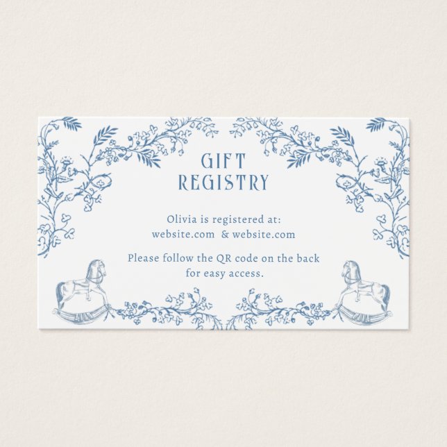 Tarjeta de cierre Baby Shower para el Registro de  (Frente)