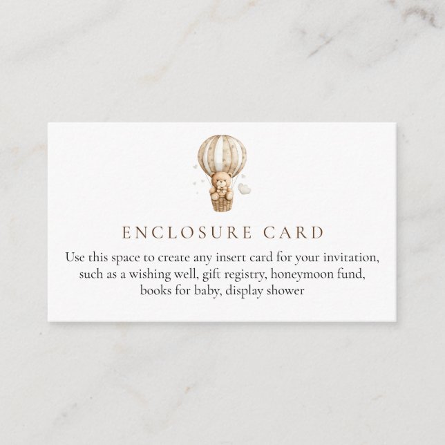 Tarjeta de cierre Baby Shower Teddy Bear (Anverso)