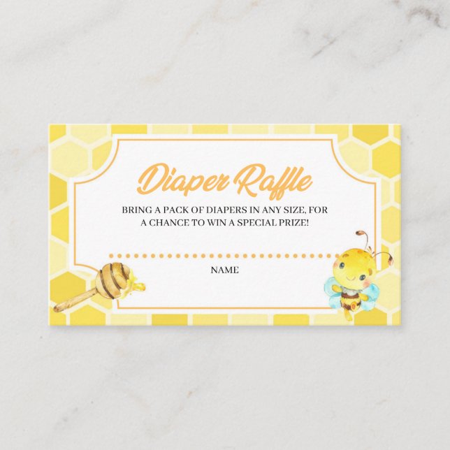 Tarjeta de cierre Bee Baby Shower Diaper Raffle (Anverso)