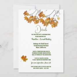 Tarjeta de cierre Boda para hojas de otoño artísti