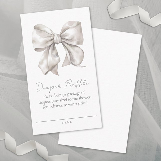 Tarjeta de cierre Bow Baby Shower Diaper Raffle (Bow Baby Shower Diaper Raffle Enclosure Card)