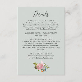 Tarjeta de cierre con detalles de Boda floral pint