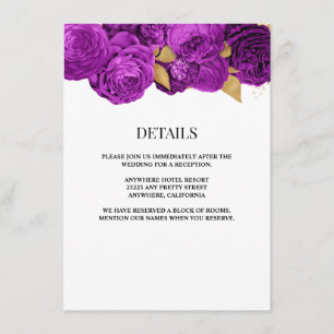 Tarjeta de cierre con detalles del Boda floral mor