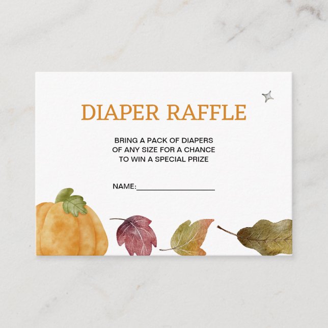 Tarjeta de cierre Cumpkin Fall Diaper Raffle (Anverso)