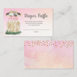 Tarjeta de cierre Cute Cow Diaper Raffle