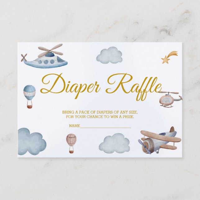 Tarjeta de cierre de billetes de avión Diaper Raff (Anverso)