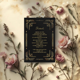 Tarjeta de cierre de boda elegante de lujo Art Dec