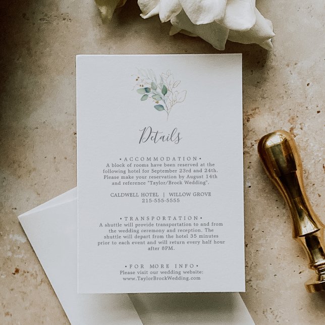 Tarjeta de cierre de detalles del Boda Airy Greene (Subido por el creador)