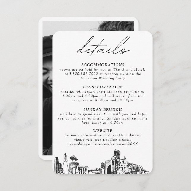 Tarjeta de cierre de detalles del Boda de Houston (Anverso / Reverso)