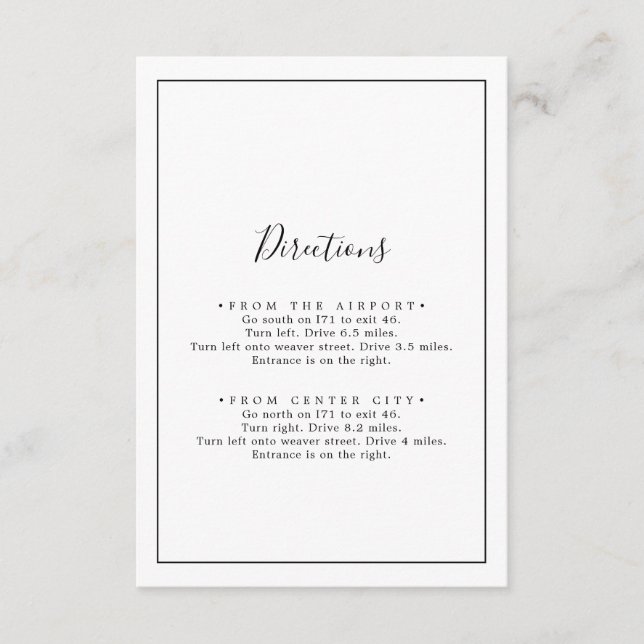 Tarjeta de cierre de direcciones minimalistas (Anverso)