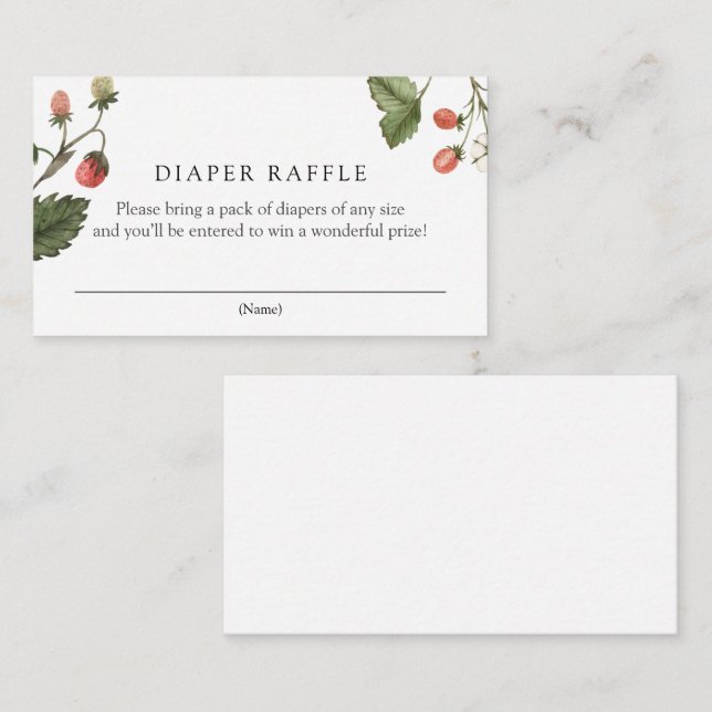 Tarjeta de cierre de fresa Diaper Raffle (Anverso / Reverso)