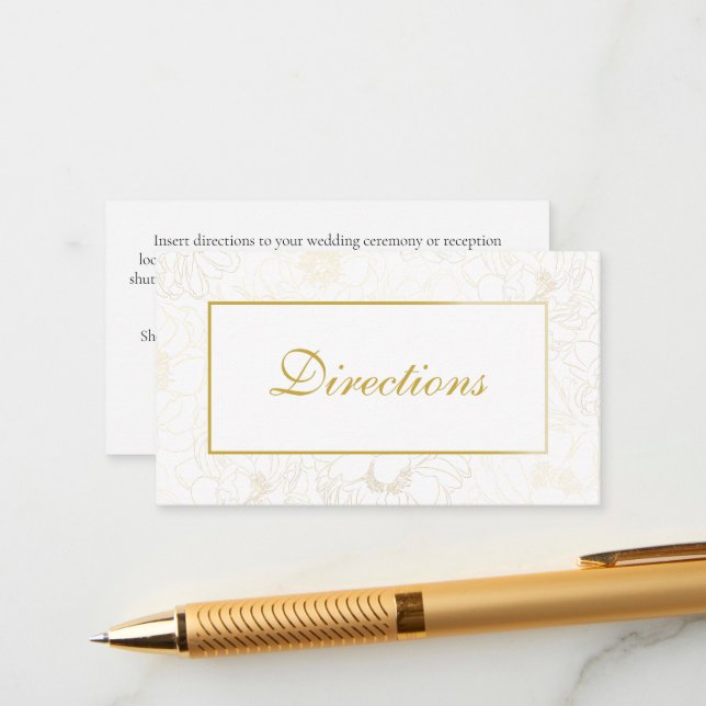 Tarjeta de cierre de instrucciones de Boda floral (Anverso/Reverso In Situ)