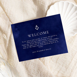 Tarjeta de cierre de línea de tiempo de Boda azul