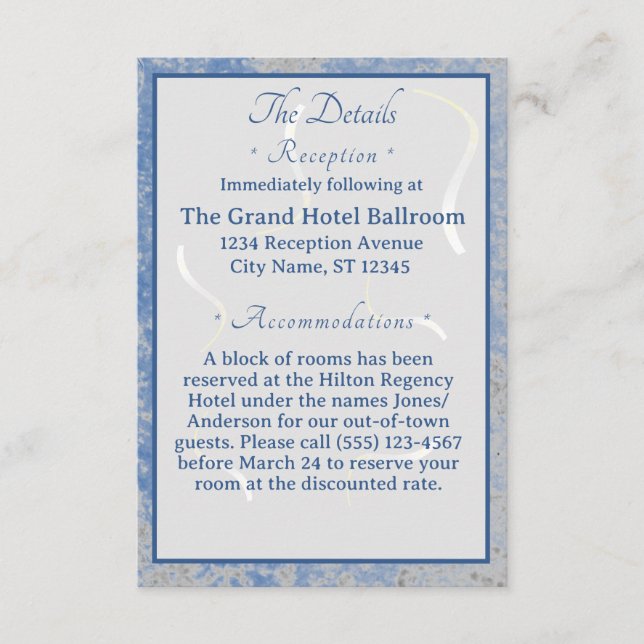 Tarjeta de cierre de mármol azul y gris (Anverso)