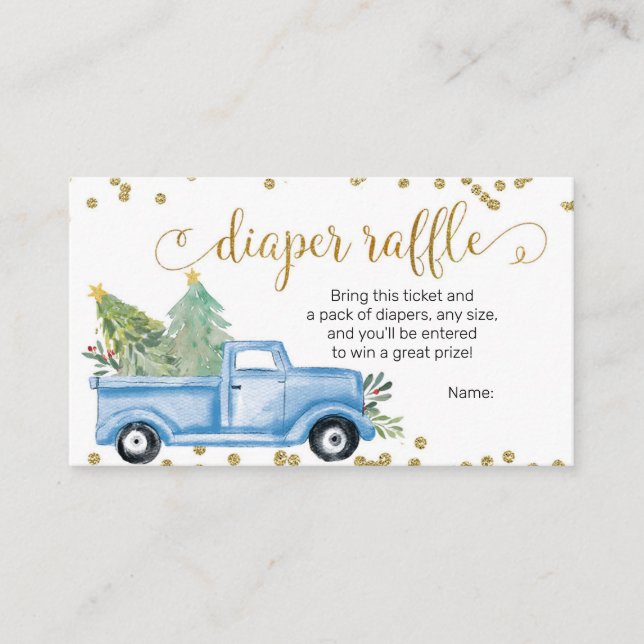 Tarjeta de cierre de navidad Blue Truck Diaper Raf (Anverso)
