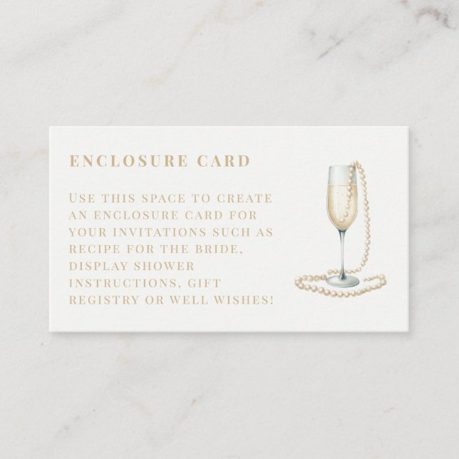 Tarjeta de cierre de Pearl and Prosecco Bridal Sho (Anverso)