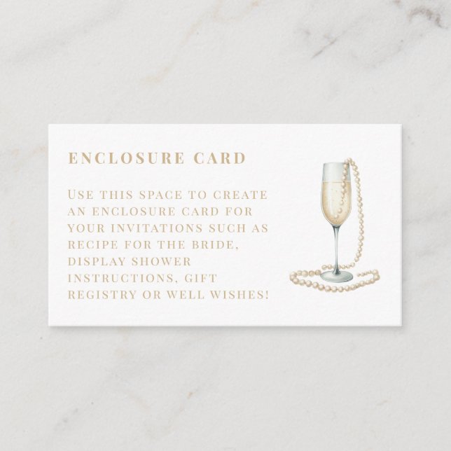 Tarjeta de cierre de Pearl and Prosecco Bridal Sho (Anverso)