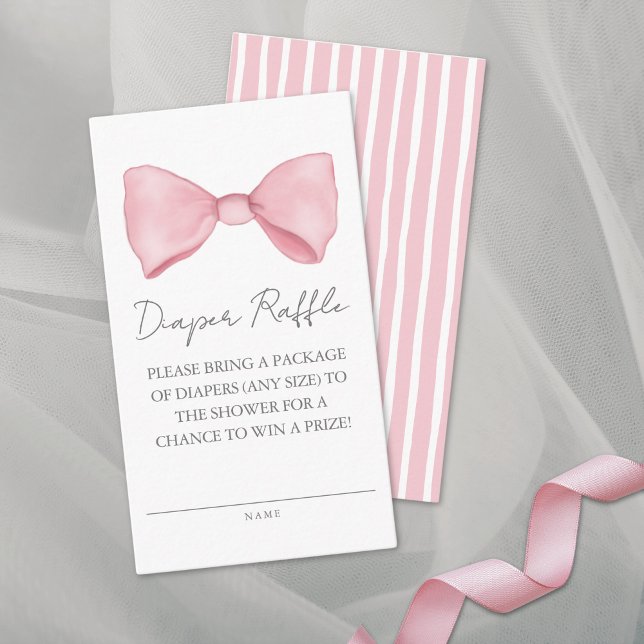 Tarjeta de cierre de Raffle Baby Shower Diaper de  (Pink Bow Baby Shower Diaper Raffle Enclosure Card )
