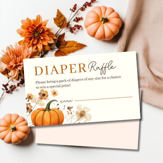 Tarjeta de cierre de Raffle de calabaza de otoño (Fall Pumpkin Diaper Raffle Enclosure Card)