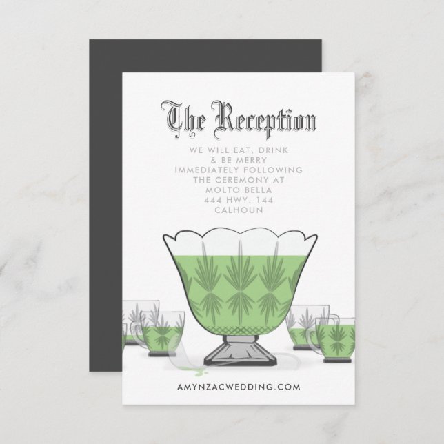 Tarjeta de cierre de recepción Crystal Punch Bowl (Anverso / Reverso)