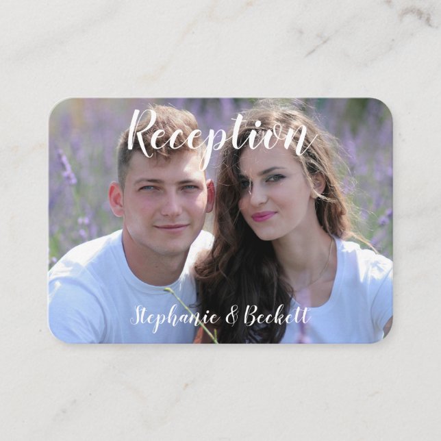 Tarjeta de cierre de recepción de boda fotográfica (Anverso)