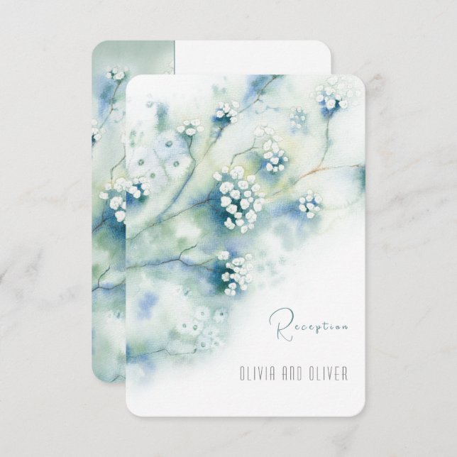 Tarjeta de cierre de recepción de flores blancas p (Anverso / Reverso)