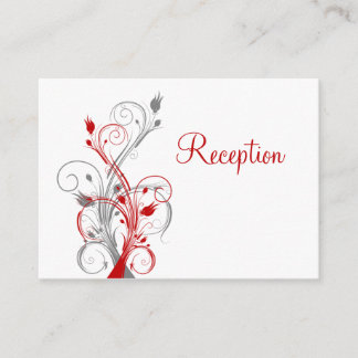 Tarjeta de cierre de recepción floral blanca, gris