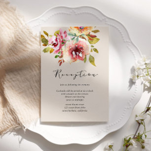 Tarjeta de cierre de recepción floral de los jardi