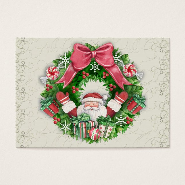 Tarjeta de cierre de regalo de Santa (Frente)