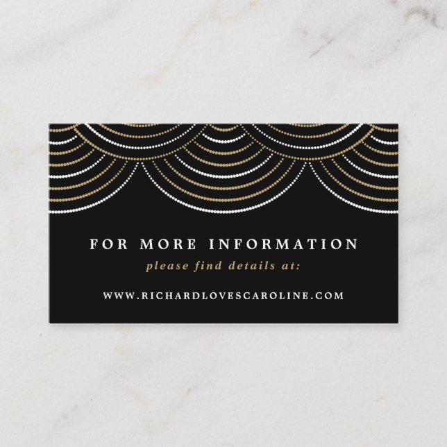 Tarjeta de cierre de sitio web Art Deco Black Stri (Anverso)