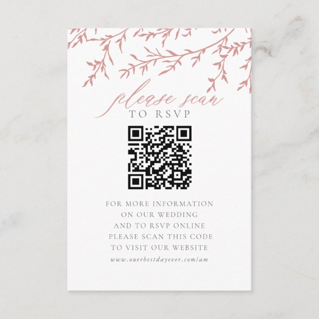 Tarjeta de cierre de sitio web boda Código QR RSVP (Anverso)