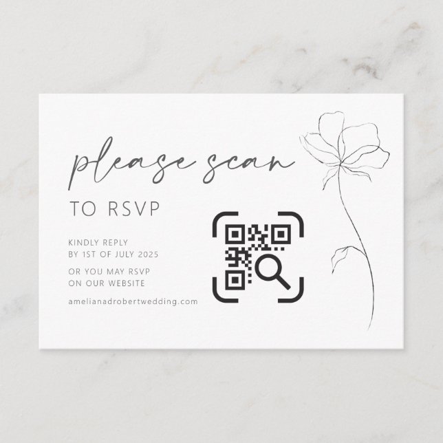 Tarjeta de cierre de sitio web boda Código QR RSVP (Anverso)