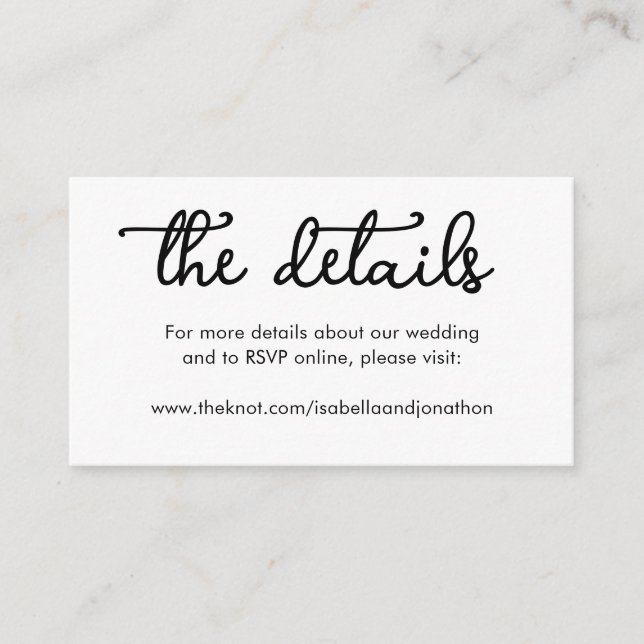 Tarjeta de cierre de sitio web de boda (Anverso)